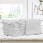 TALVANIA Shop Towels – Pack of 50 Reusable Cleaning Rags – Durable Quality Cotton – 13" x 13"– Machine Washable – Suitable for All Purposes (White)