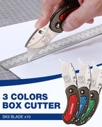 WORKPRO Folding Utility Knife Set Quick Change Blade, Back-lock Mechanism 3-piece with 10-piece Extra Blades