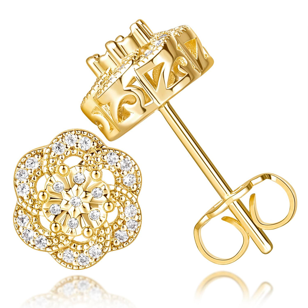 ELEBEST 14k Gold Stud Earrings for women Trend10mm