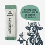 Milk Wealth™ Bovine Colostrum Powder 50g | Freeze-Dried & Natural IgG | Immune & Gut Health Support | Grass-Fed & Unflavored | Non-GMO & Gluten-Free | 25 Single-Serve Packets (2g Each)