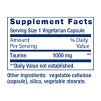 Life Extension Taurine, Pure Taurine Amino Acid Supplement, Heart, Liver and Brain Health, Longevity, Muscle and Exercise, 1000 mg, Non-GMO, Gluten-Free, Vegetarian, 180 Vegetarian Capsules