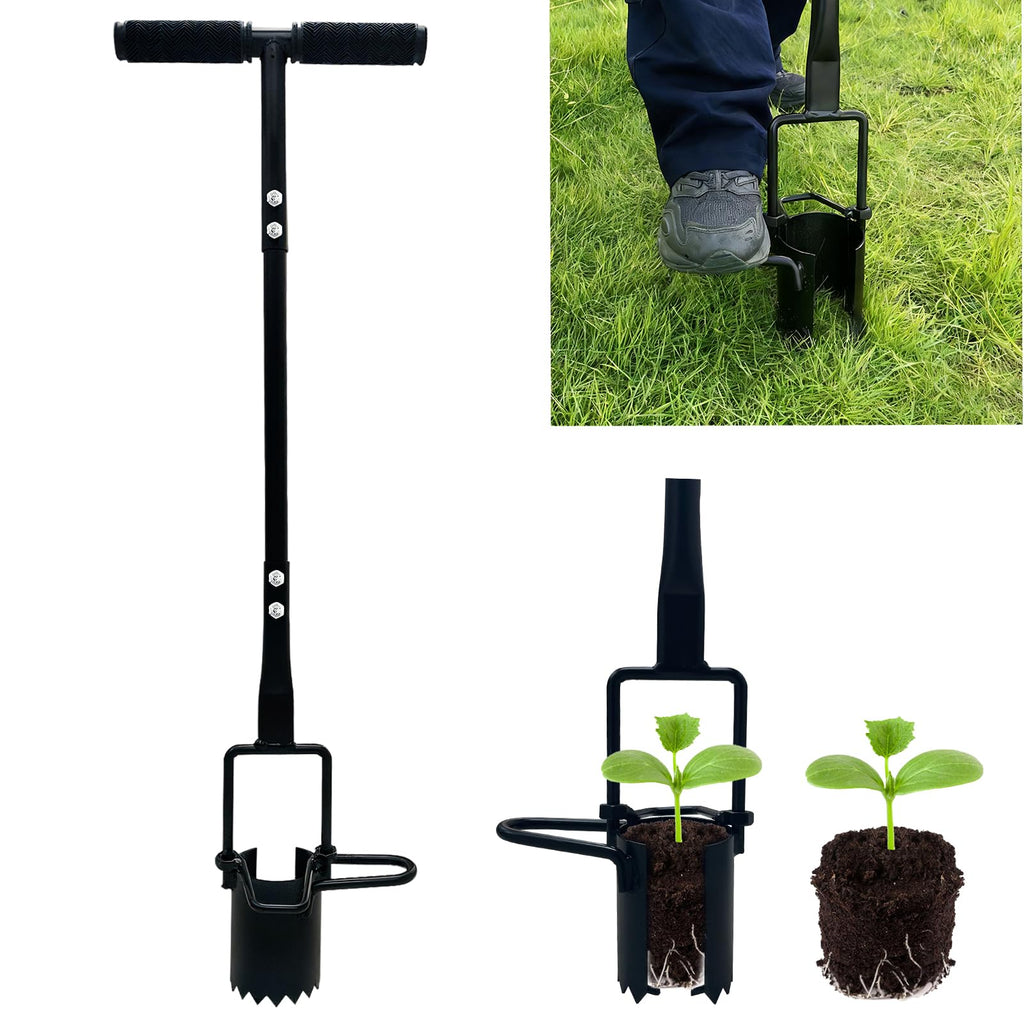 Saxhexx Bulb Planter Tool Long Handle Bulb Planting Tool with Serrated Base Proplugger Garden Hole Digger for Plants Flower Seedling Transplanter Bulb Planters for Iris, Daffodils,Tulip Planter