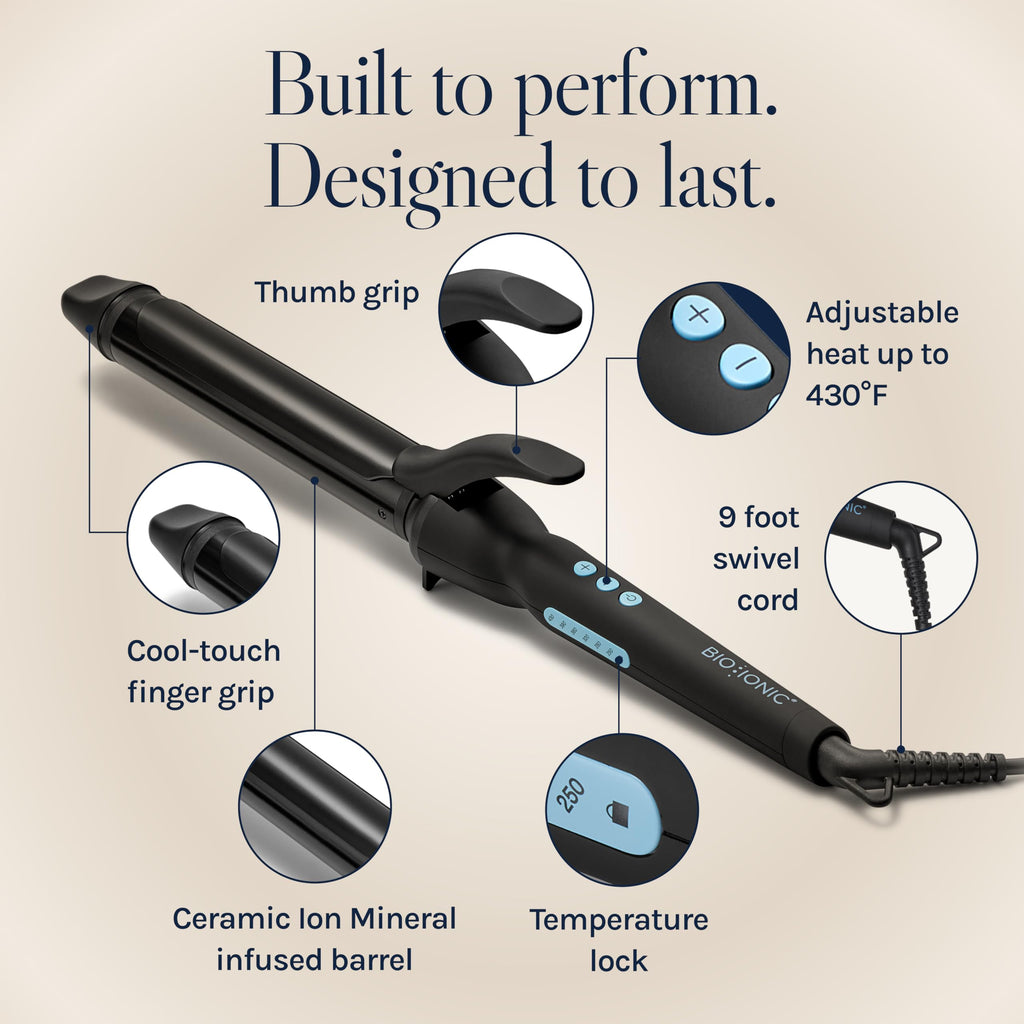 Bio Ionic Long Barrel Curling Iron, Ion Mineral & Moisture Heat Technology