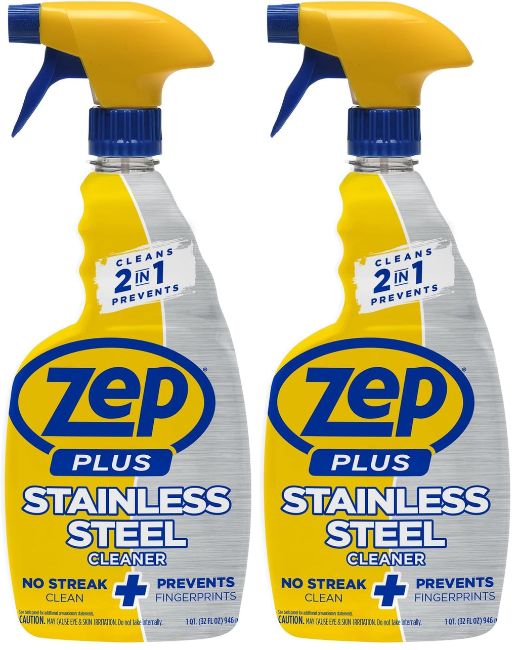Zep Plus Stainless Steel Cleaner - 32 Fl OZ - R53512-2-in-1 benefits clean while preventing future fingerprints and smudges, (Pack of 2)