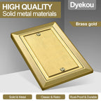 Metal Wall Plate for Electrical Outlets, Decorative Brass Gold Switch Plates Outlet Cover, Light Switch Cover Plate, 1-Gang Wall Plates (Single blank, 4 Pack)