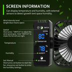 DAOTAILI 4" Grow Tent Clip Fan with Temperature & Humidity Control, LCD Display, Oscillating Fan for Hydroponics