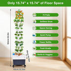 Hydroponic Tower, 14-Layer Hydroponics Growing System Kit with 70 Slots, Vertical Garden System with 20L Water Tank and Pump for Indoor Outdoor Home, Balcony & Patio
