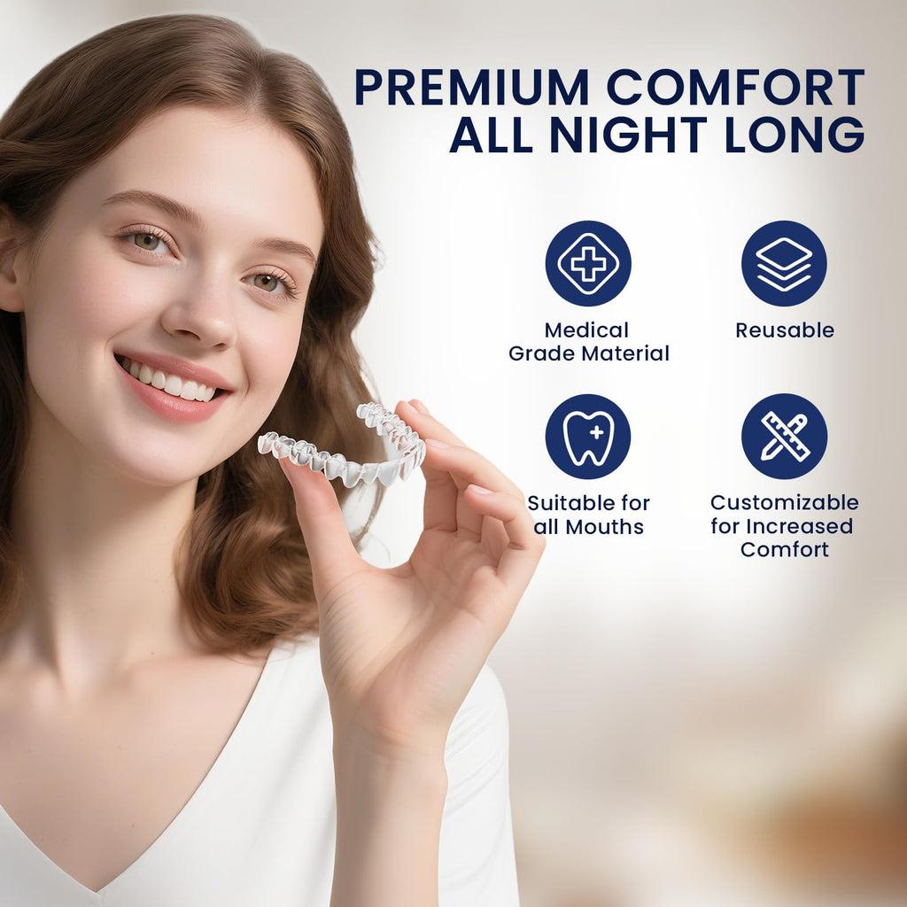 EVSEMO Anti Grinding Guard for Clenching Teeth at Night, Mouth Guard for Grinding Teeth at Night, Teeth Grinding Mouthguards for Sleeping, Comfortable Grinding Guard for Adults