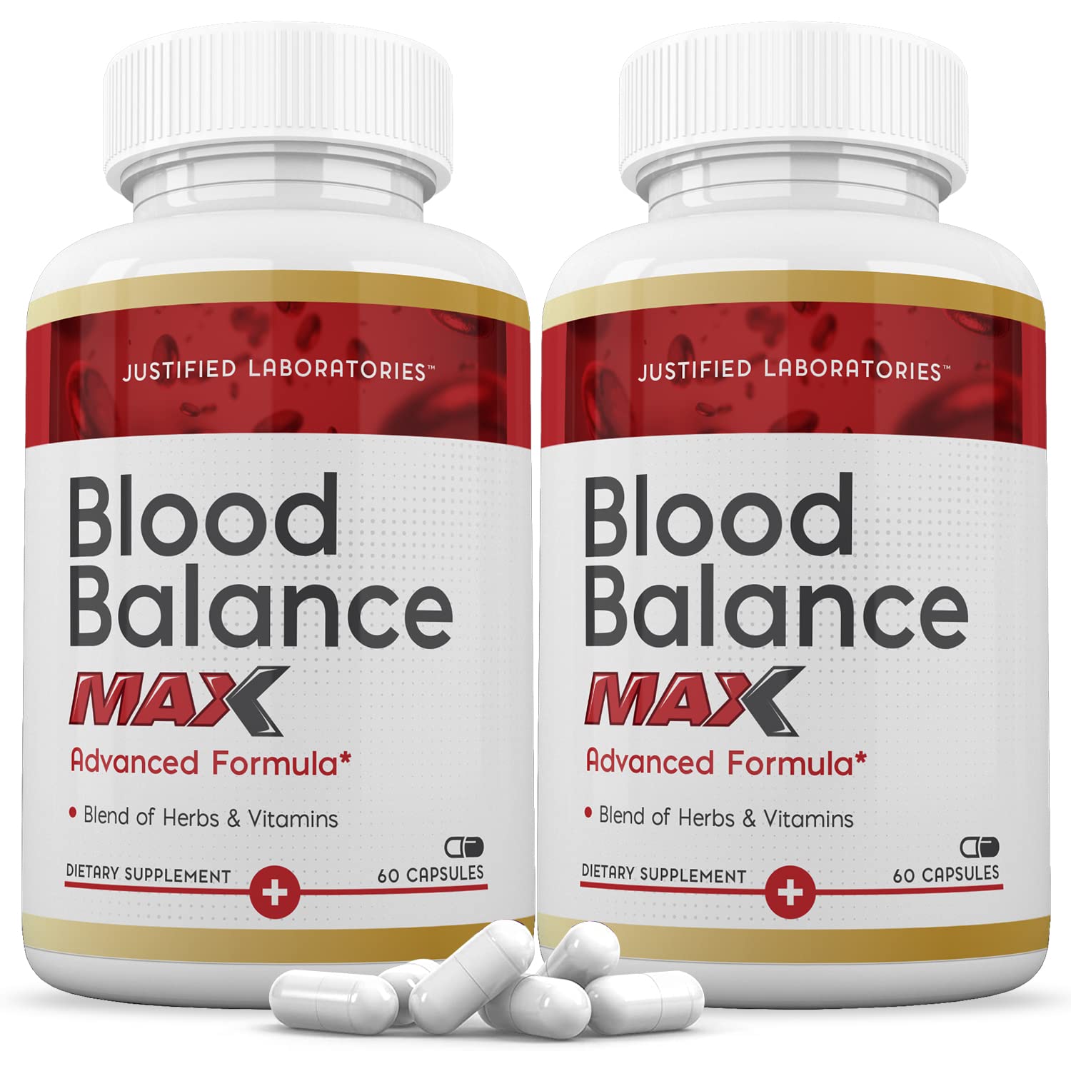 Justified Laboratories Blood Balance Max - 60 Capsules, Pack of 2 - Advanced Circulatory Support Formula with a Blend of Herbs & Vitamins - 60 Servings