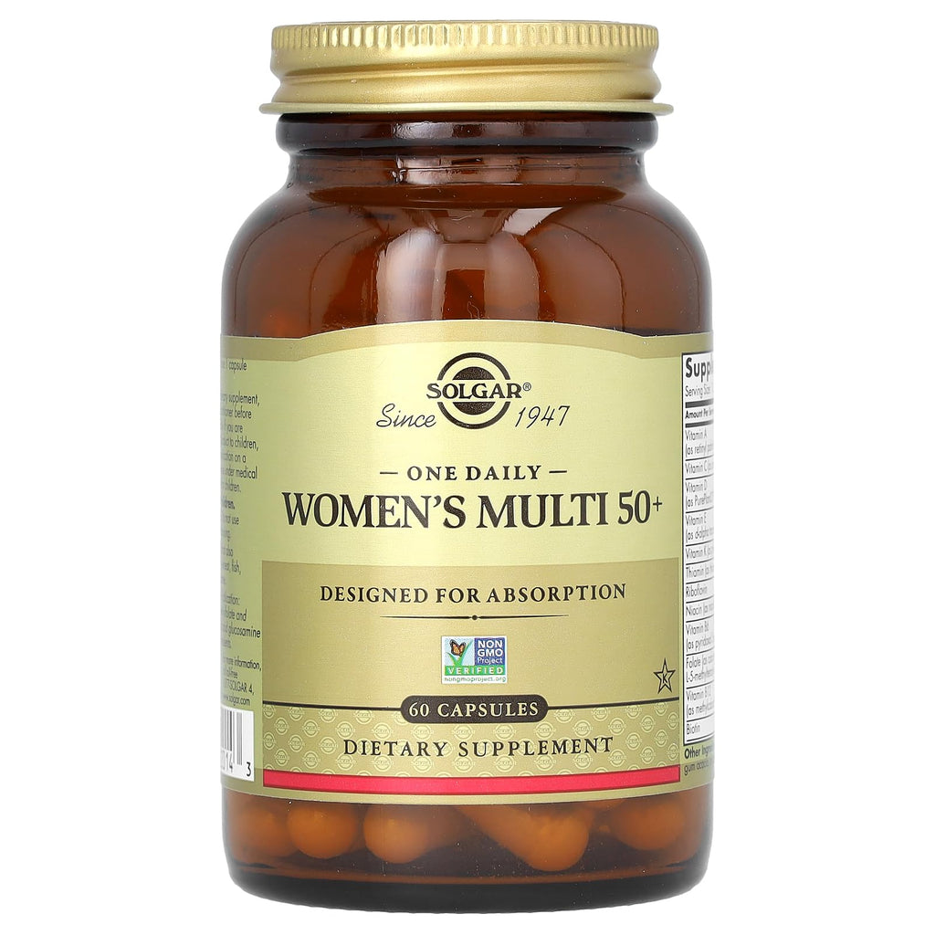 Solgar One Daily Women's Multi 50+ Whole Body Support for Women 50 and Older - Highly Absorbable Heart, Bone & Breast Health, Energy, Stress, Hair Skin & Nails Multivitamin, 60 Vegan Capsule Servings