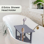 LyriFine Shower Bench - HDPE Waterproof Shower Bench for Inside Shower, 18.7" Shower Stool with Shower Head Holder, 350lbs Shower Seat with Storage Shelf, Shower Chair for Bathroom Indoor Outdoor Use