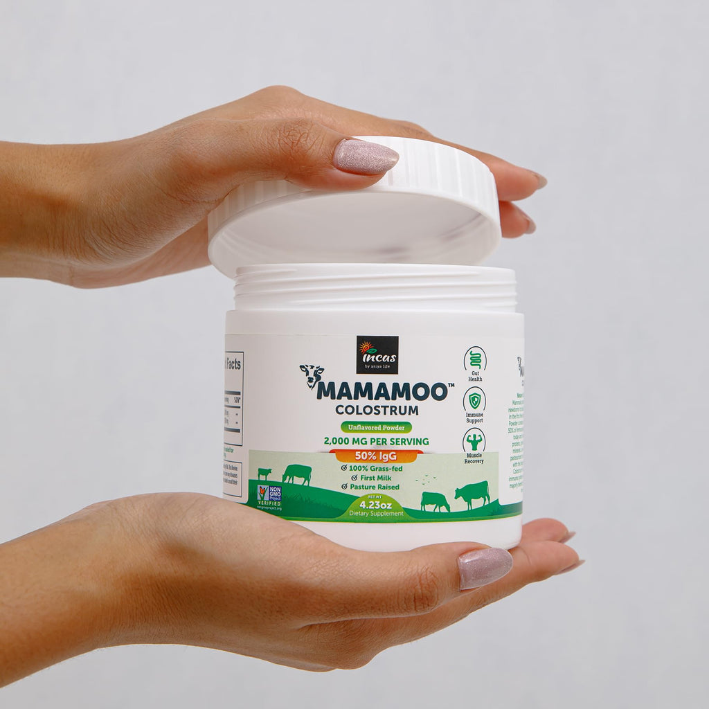 MamaMoo™ Colostrum Powder >50% IgG, Grass Fed, First & Only Non GMO Verified, Gut Health Bloating Immunity, Contains 400+ Bioactive Nutrients, Third Party Lab Tested, 60 Servings (Unflavored)
