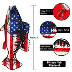 YMYIELD Patriotic USA American Fish Windsock 40 Inch | Durable Outdoor Hanging Decoration, for Yard Garden Patio Deck Boat Dock and More