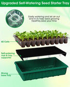 2PCS 120 Cell Self-Watering Seed Starter Tray Kit with Grow Light Humidity Dome,120-Cell Large Plant Seedling Tray, 3 Color Growing Light, Seed Starting Trays for Plant Germination（2PCS, 120 Cell）