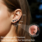 limerencia Hypoallergenic Screw Back Titanium Earrings Set for Women Men