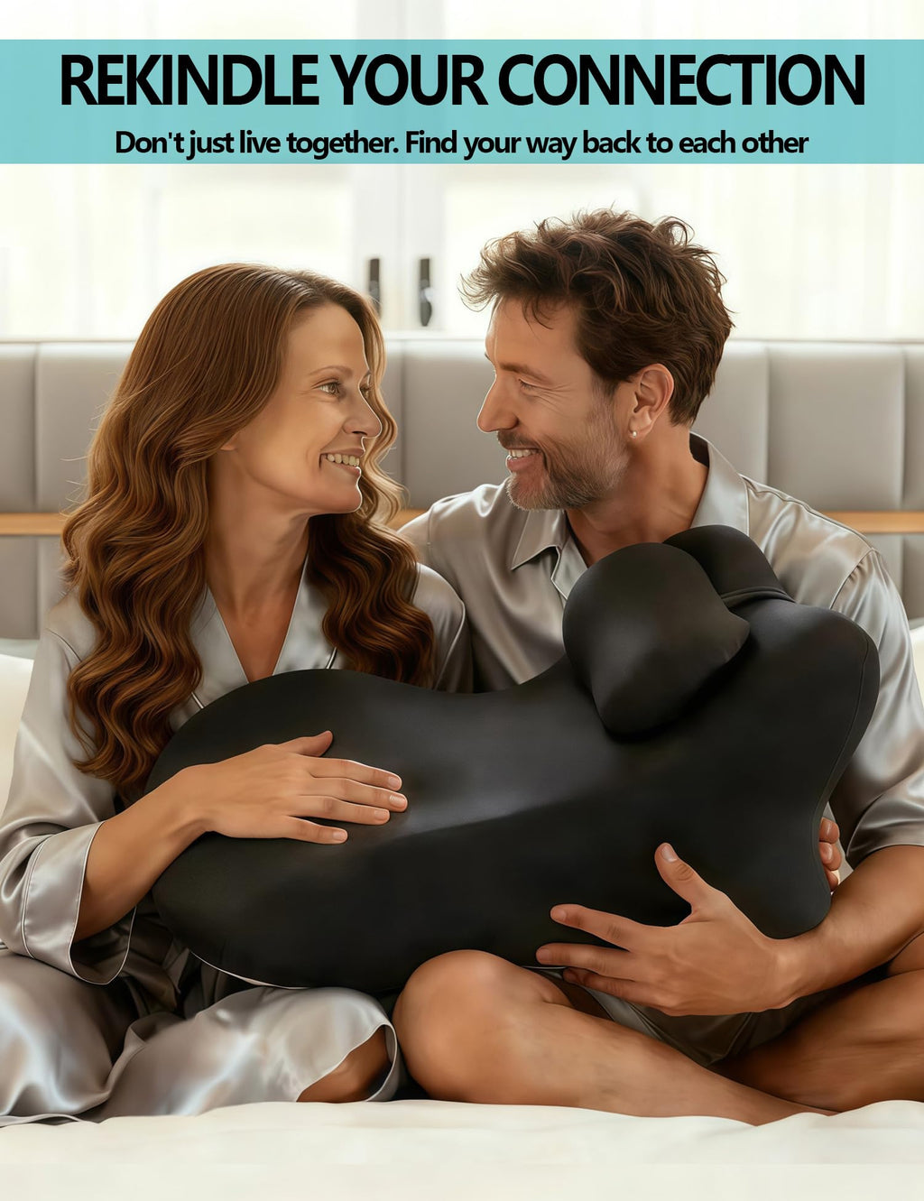 Comfort Pillow,Sweet Spot, 27° Lift Design for Perfect Couple Position, Rebound Memory Foam Cushion for Hip, Back & Neck Comfort (Black Gray)