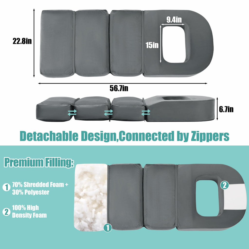 HOMBYS BBL Pillow After Surgery for Sleeping,High Density Foam Brazilian Butt Lift Pillow Post Surgery Recovery for Sleeping,Dark Grey BBL Chair with Hole for Sitting