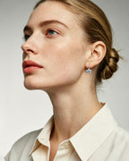 Elaximn Vintage Silver Flower Opal Earrings