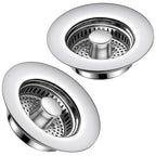 Kitchen Sink Drain Strainer 2 Pack, 304 Stainless Steel Pop Up Sink Stopper, Anti-Clogging Sink Drain Strainer for US Standard Kitchen Drain (Chrome)