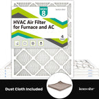 Komashr 20x25x1 Air Filter MERV 8 (4-Pack), HVAC/Furnace AC Filter Replacement, Dust Defense–Comparable with MPR 600 & FPR 5 (Actual 19.75x24.75x0.75)