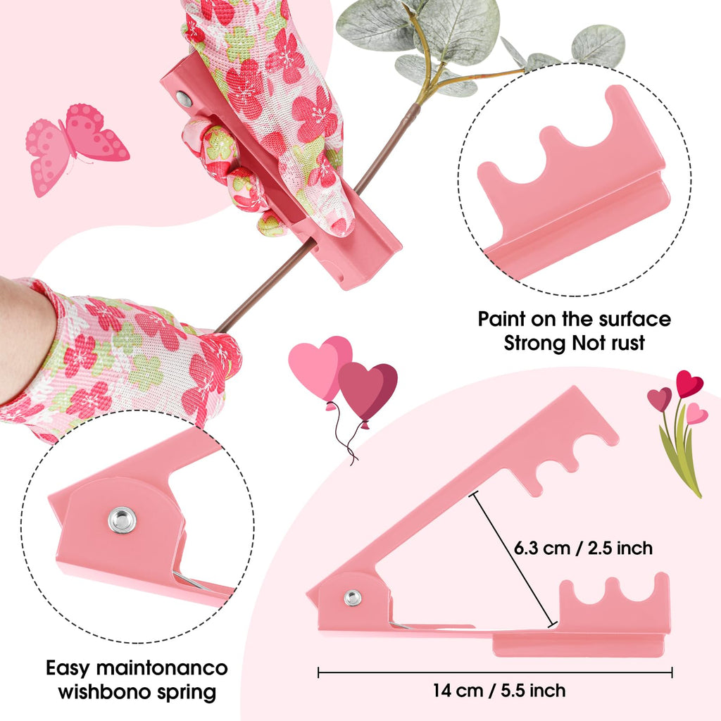 10 Pcs Rose Thorn Stripper Tool Florist Supplies Floral Tape Rose Thorn Remover Flower Bouquet Accessories Garden Remover Floral Gloves Tape Stripper Kit Gift for Women Mother(Pink,Flower)