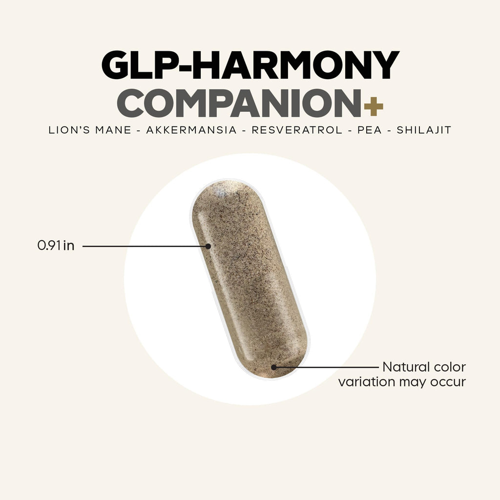 Codeage GLP-Harmony Companion+ Supplement - GLP-1 Agonist Support - Lion's Mane, Pea, Colostrum, Shilajit, Akkermansia, Elder, Citrus Bioflavonoids, Broccoli, Resveratrol - Non-GMO - 60 Capsules