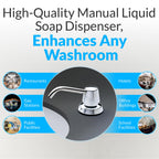 Bobrick B-822 Manual Top Fill Liquid Soap Dispenser 34 fl oz. (1L) Liquid Soap Capacity, 4- Inch Free-Turning Spout for Public Restroom Countertops, Chrome Finish