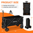 Beach Wagon 420LBS – Heavy Duty Wagons Carts Foldable, Collapsible Wagon with Big Wheels for Sand & Cup Holders for Camping Garden Sports Grocery