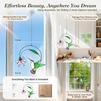 Hummingbird Stained Glass Window Hanging Suncatcher with Flower Branch