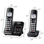Panasonic Cordless Phone with Answering Machine, 2 Handsets Landline Phone