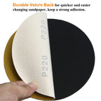 Aiyard 6-Inch No-Hole Hook and Loop Sanding Discs 220-Grit, Random Orbital Sandpaper for Automotive and Woodworking, 100-Pack