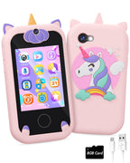 Joozfee Kids Smart Phone for Girls Unicorn Toys with 8G Memory Card,Pink