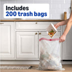 Amazon Basics Trash Bags, Tall Kitchen Drawstring, Unscented, 13 Gallon, 200 Count, Pack of 1, Packaging May Vary