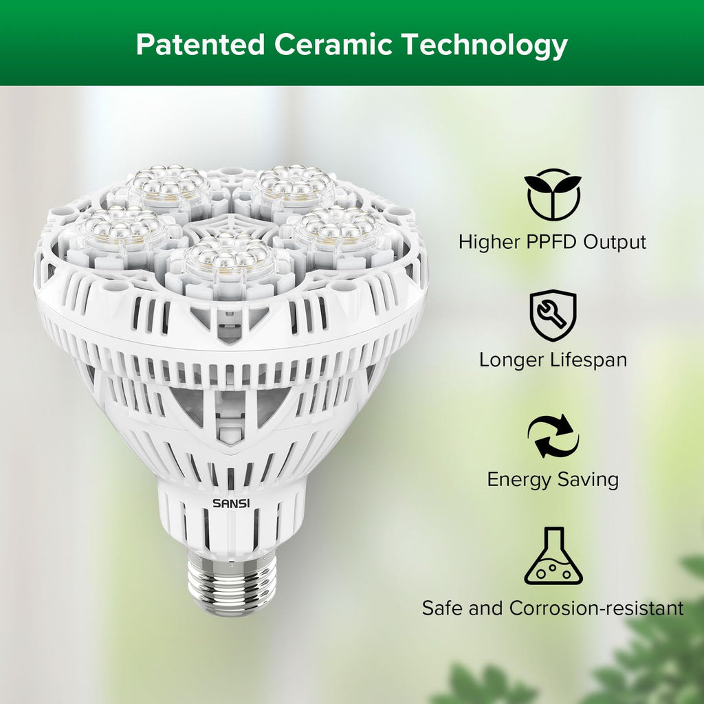 SANSI Grow Lights for Indoor Plants, 4 Dimmable Levels 30W Full Spectrum Plant Lights for Indoor Growing, Tripod Stand Adjustable 30"-55" Plant Grow Light with Remote Control Auto Timer
