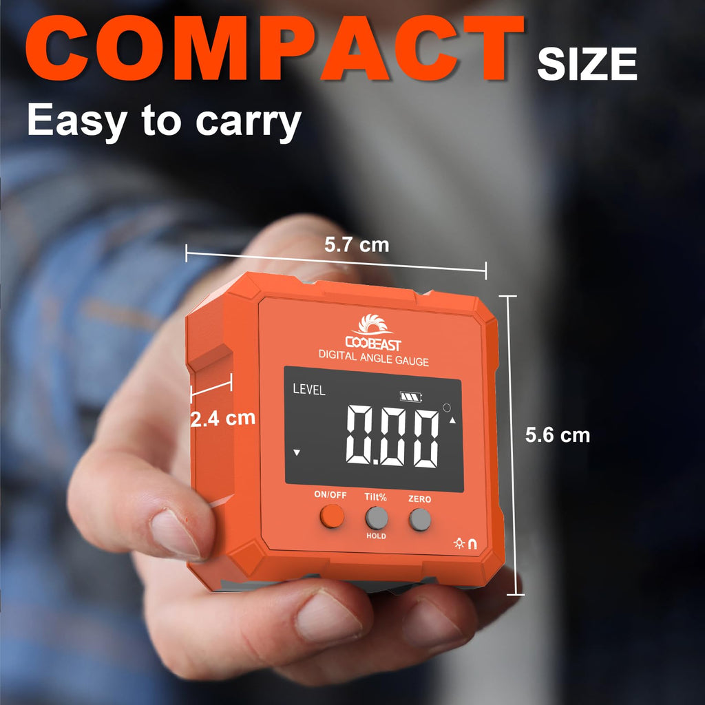 Digital Angle Finder, Digital Level Angle Gauge with Backlight & Magnetic Base Compact Digital Protractor Angle Measuring Tool Inclinometer for Woodworking Construction Table Saw Gift for Men