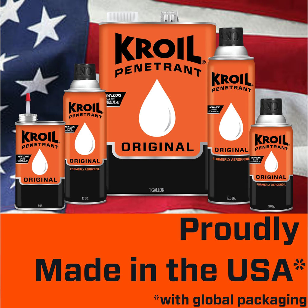 Kroil Aerokroil Penetrant - Rust Penetrating Lubricant - Corrosion Inhibitor Oil for Chains, Hinges & Stuck Metal Parts - Home & Industrial Use - Aerosol - 10 oz - 1 Pack (KS102)