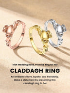Bestyle Gold Claddagh Rings for Women Hypoallergenic Sterling Silver Women Gold Rings, Irish Infinity Love Ring Promise Ring for Her, Dainty Silver Gold Rings for Women