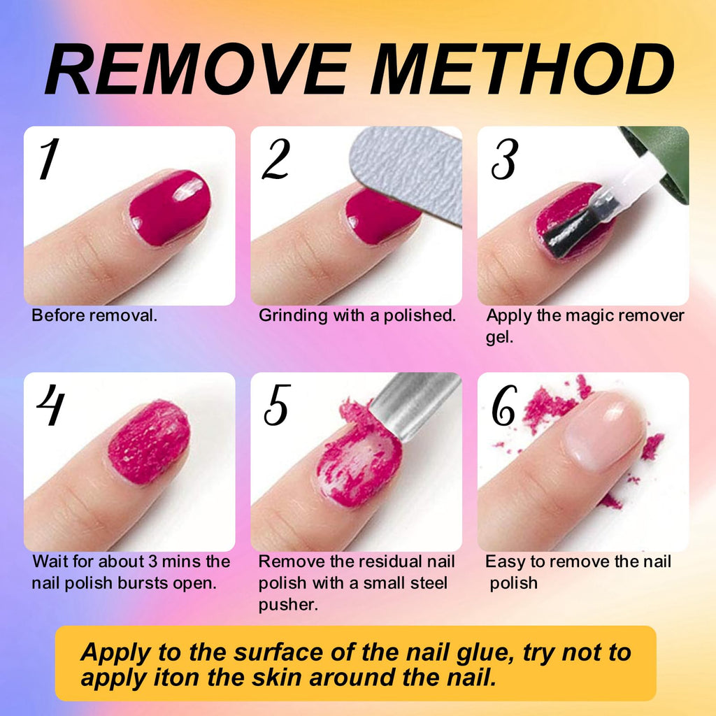 Eodci 3Pcs Magic Nail Polish Remover, Soak-Off Quick,Quickly & Easily Professional Remove Gel Nail Polish, Gel Polish Remover for Nails