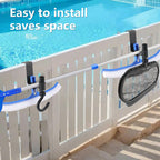 Lettry 2 Pcs Pool Fence Hooks, Pool Tool Organizer, for Hanging Pool Cleaning Accessories, Pool Pole, Brush, Leaf Skimmer Net, Vacuum Head, Suitable for 3/4 Inch to 1-1/4 inch Railing