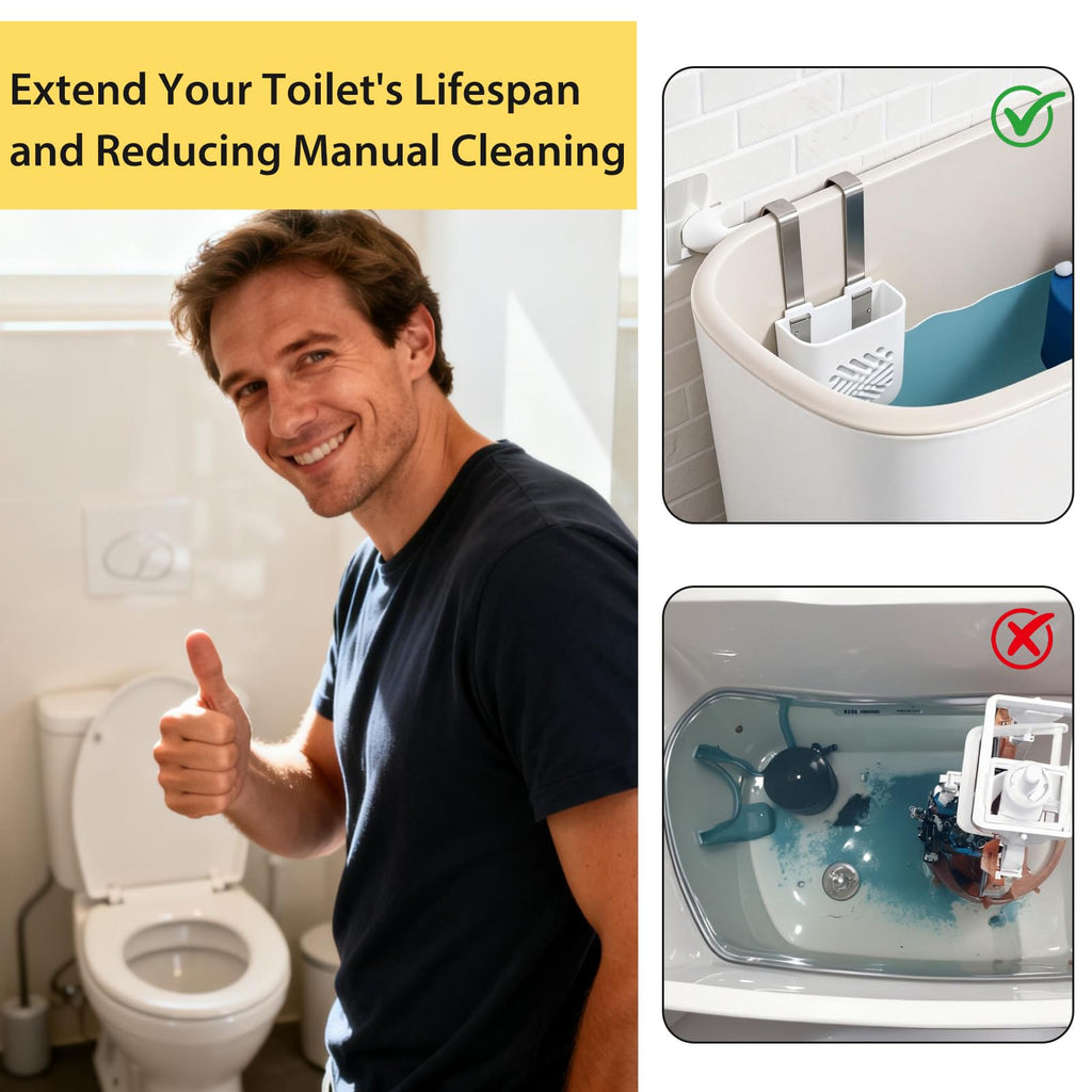 SJKHGU Toilet Tank Tablet Holder, Versatile Toilet Bowl Hanging Cleaner and Deodorizer Hanger, Prevents Flapper Jams & Residue, Extends Life of Drop-In Cleaner Tablets -2PCS
