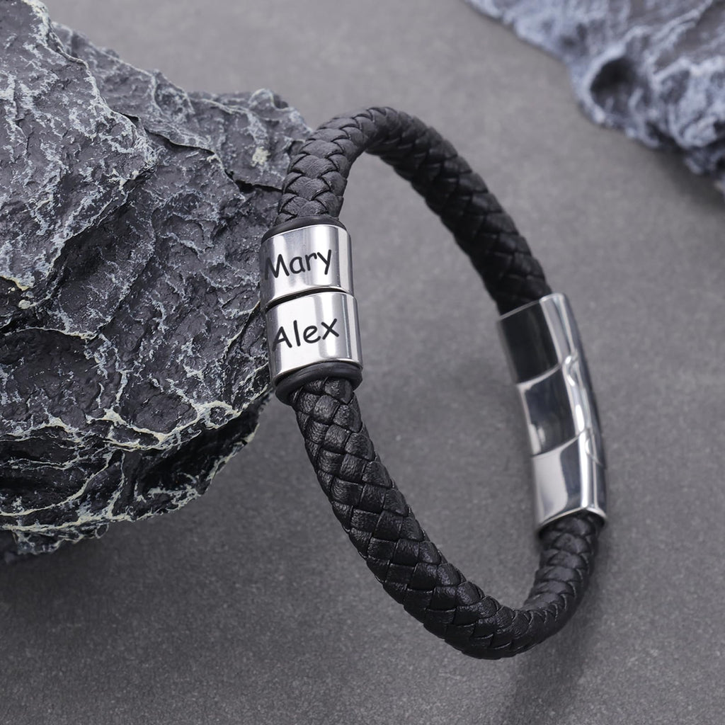 ThermoThrill Fathers Day Bracelet Gifts Custom Bracelets with 1-6 Beads Dad Gifts Customized Mens Bracelet Personalized Gifts for Men Husband