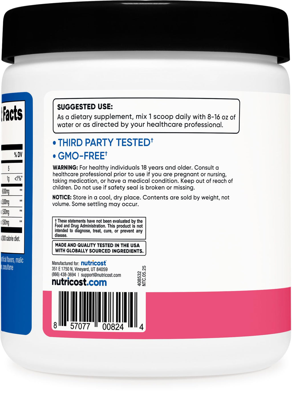 Nutricost BCAA Powder 2:1:1 (Raspberry Lemonade, 30 Servings)