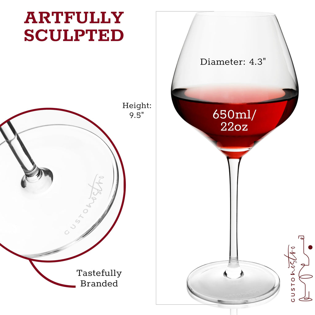 Gusto Nostro Crystal Wine Glasses Set of 4, 22 Oz Long Stem Modern Wine Glasses for White and Red Wine, Dishwasher Safe, Fancy, Elegant, Large and Tall Wine Glass for Wedding Christmas Anniversary