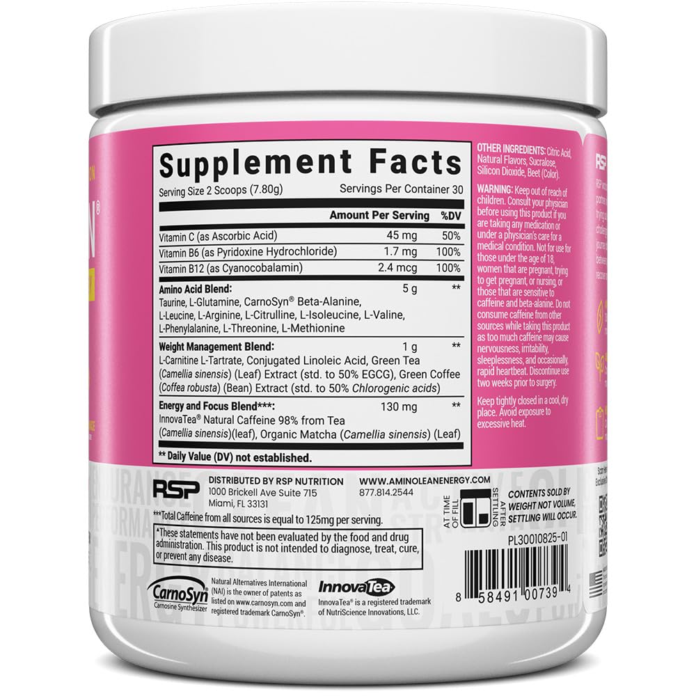 AminoLean Pre Workout Powder - Natural Amino Energy with Vegan Amino Acids