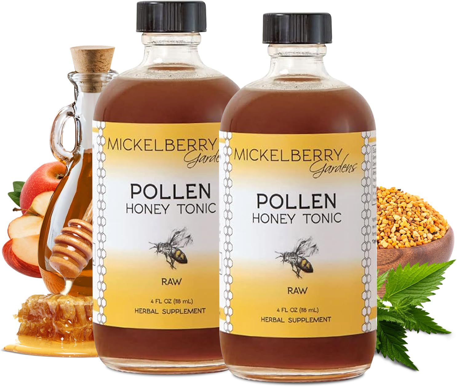 Mickelberry Gardens Pollen Honey Tonic 4oz 2 Pack Respiratory Support