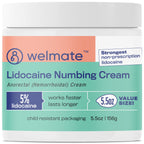 WELMATE 5% Lidocaine Numbing Cream for Hemorrhoids, 5.5 oz - Fast-Acting Maximum Strength Topical Anesthetic, Pain & Burn Relief, Anorectal Cream for Sensitive Skin, Non-Greasy