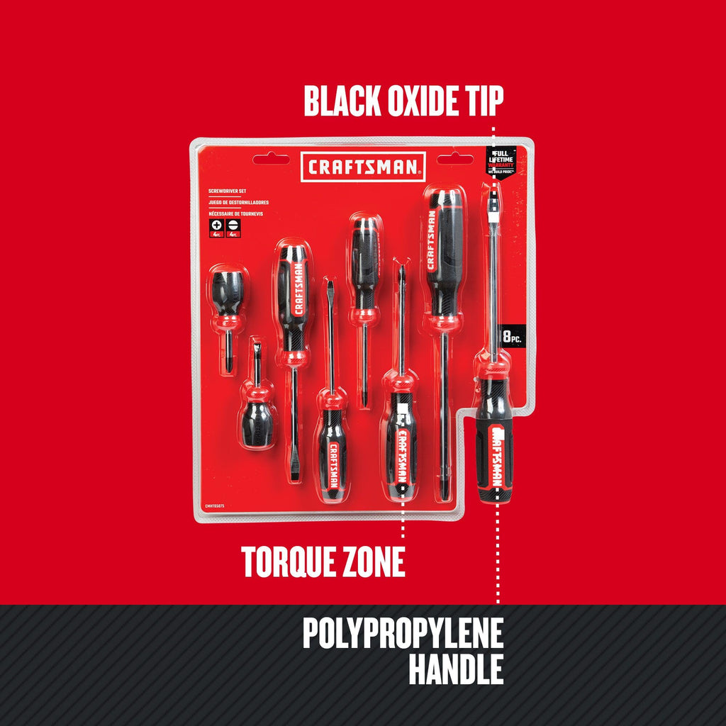 CRAFTSMAN Screwdriver Set, Bi-Material, 8 Piece Set (CMHT65075N)