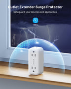 TROND Surge Protector Outlet Extender with 360 Rotating Plug, 4 AC Plug Adapter, 900 Joules Surge Protection, A Small Charging Station, 3-Sided Outlet Splitter for Home Office Travel Dorm, White