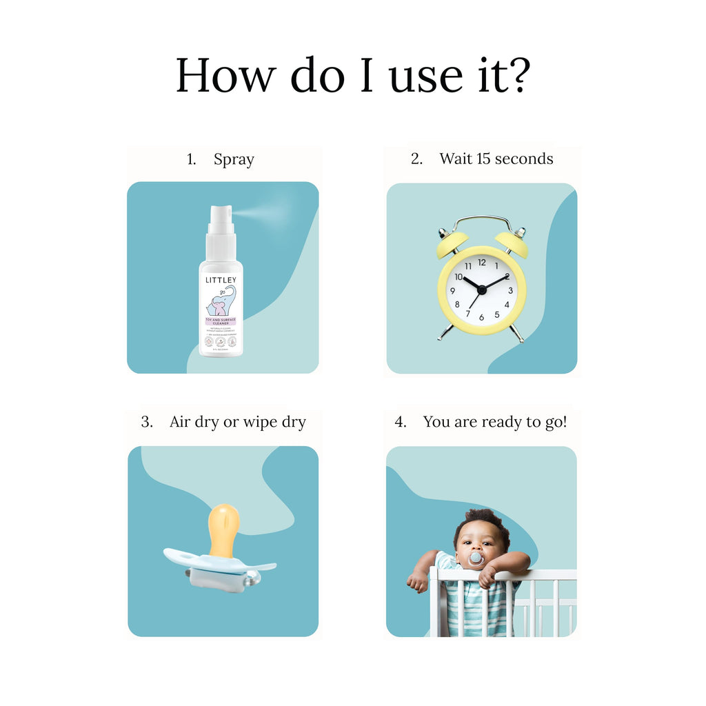 Littley Toy & Surface Cleaner | 16 oz | Alcohol-Free HOCl Spray for Baby Toys & High-Touch Surfaces | Fragrance-Free Formula | Gentle Cleaning for Everyday Messes