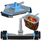 UIRWAY 3-in-1 Deluxe Swimming Pool Cleaning Kit - Includes Upgrade Heavy Duty Triangular Pool Vacuum Head, Detachable Brush, Deep Leaf Skimmer Net Inground & Above Ground Pools Cleaning(No Pole)